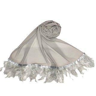 Feather hijabs in chiffon fabric - Grey